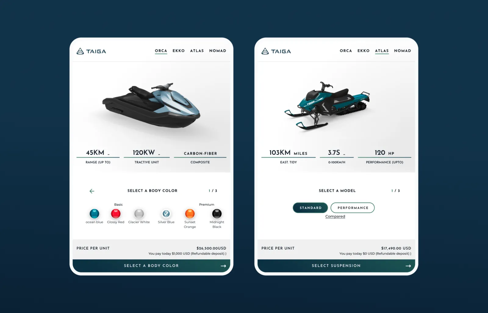 Taiga website tablet mockups