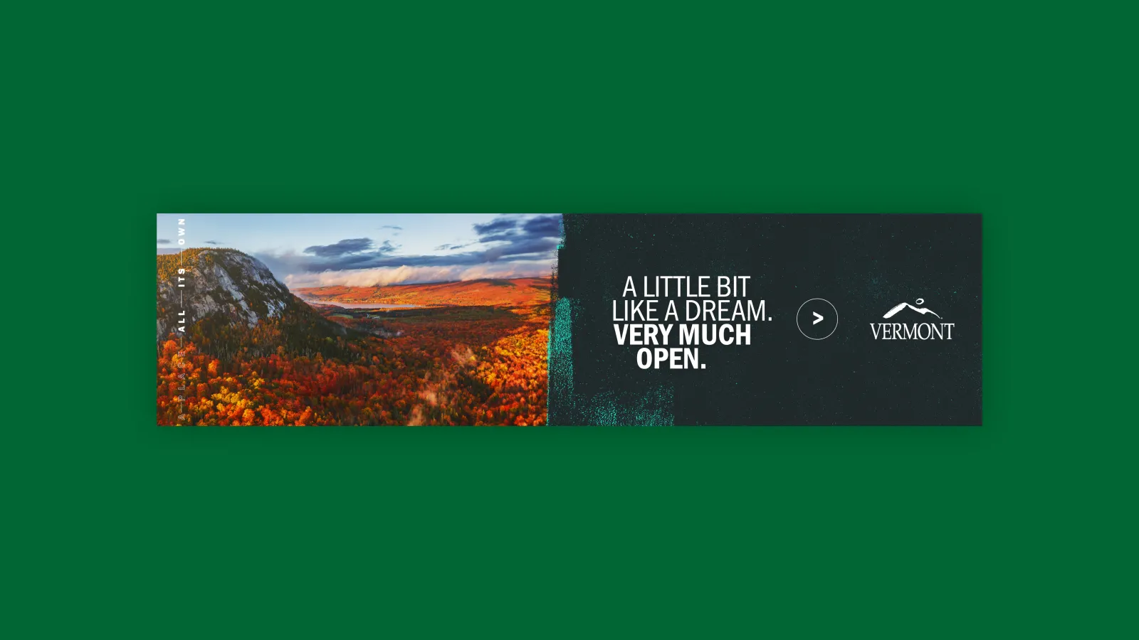 A mockup of a Vermont Tourism display ad
