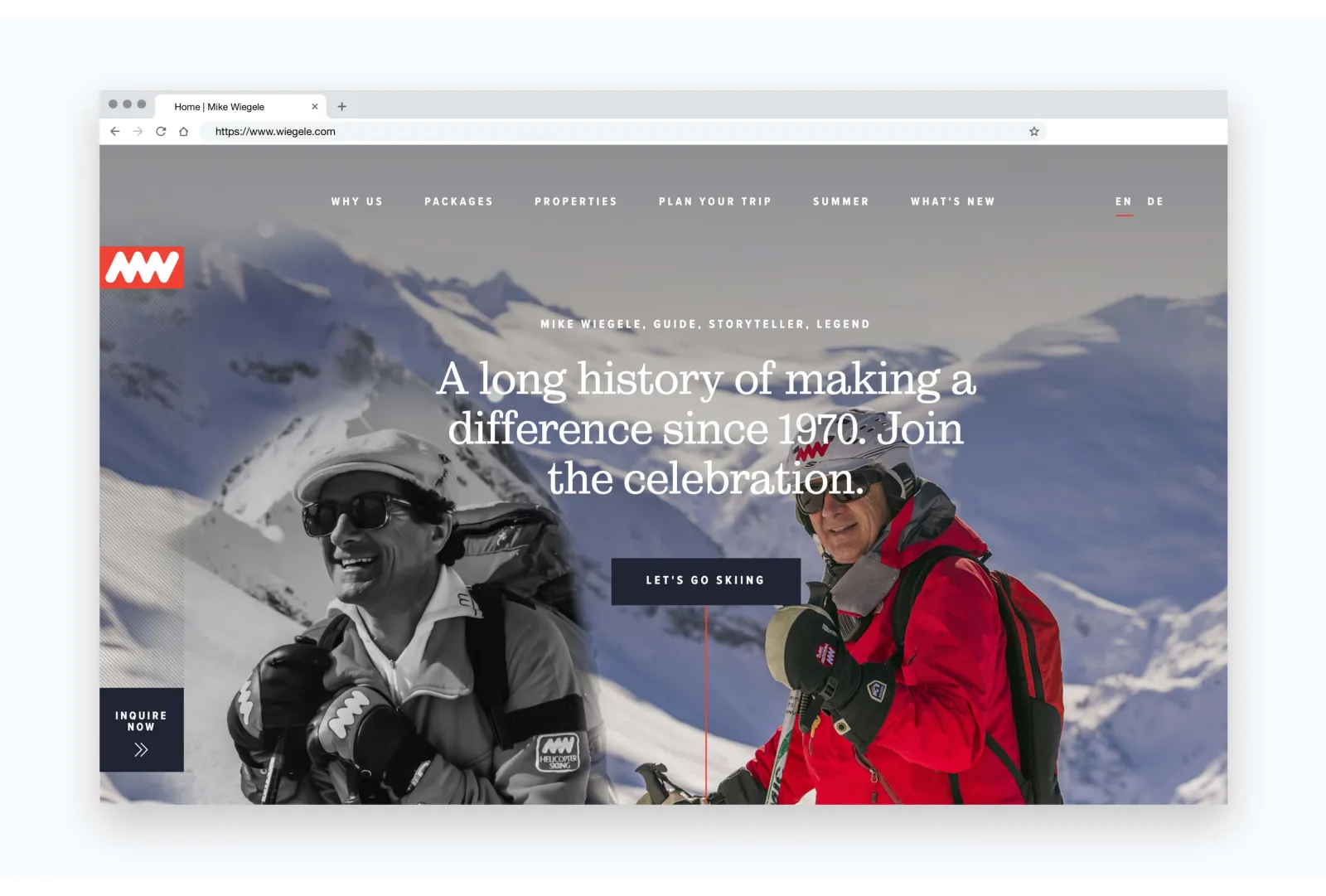homepage of the website