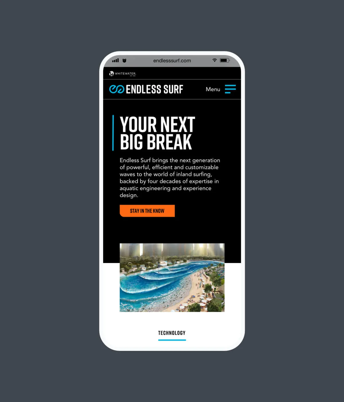 Endless Surf landing page in mobile