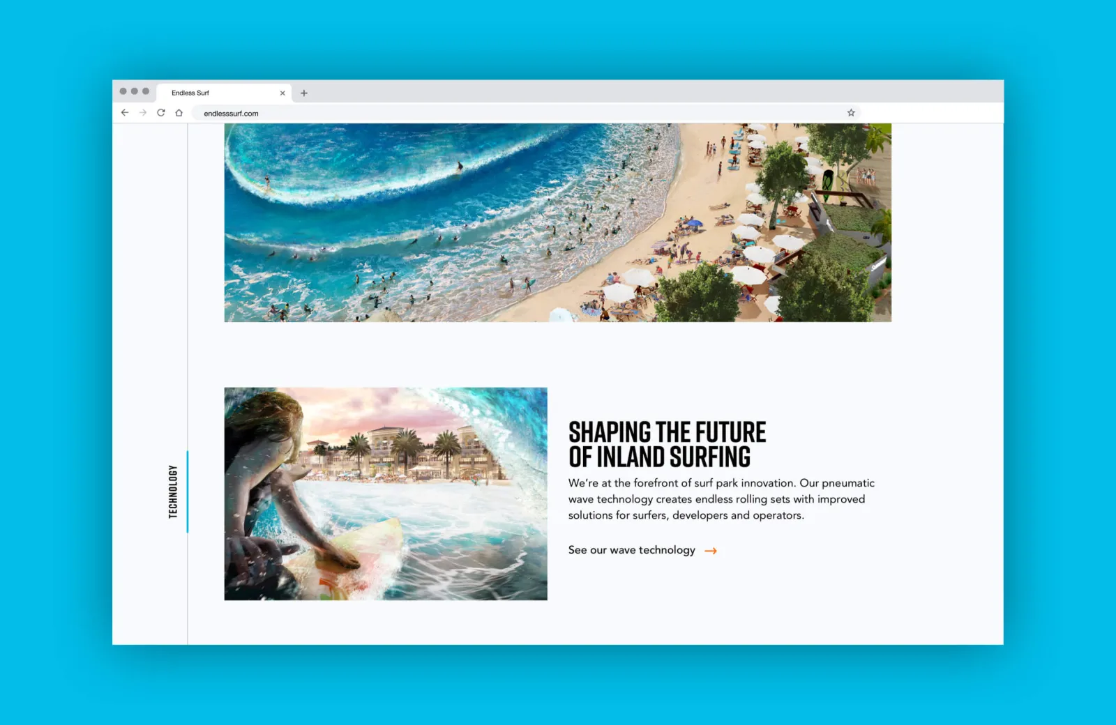 Endless Surf landing page on desktop
