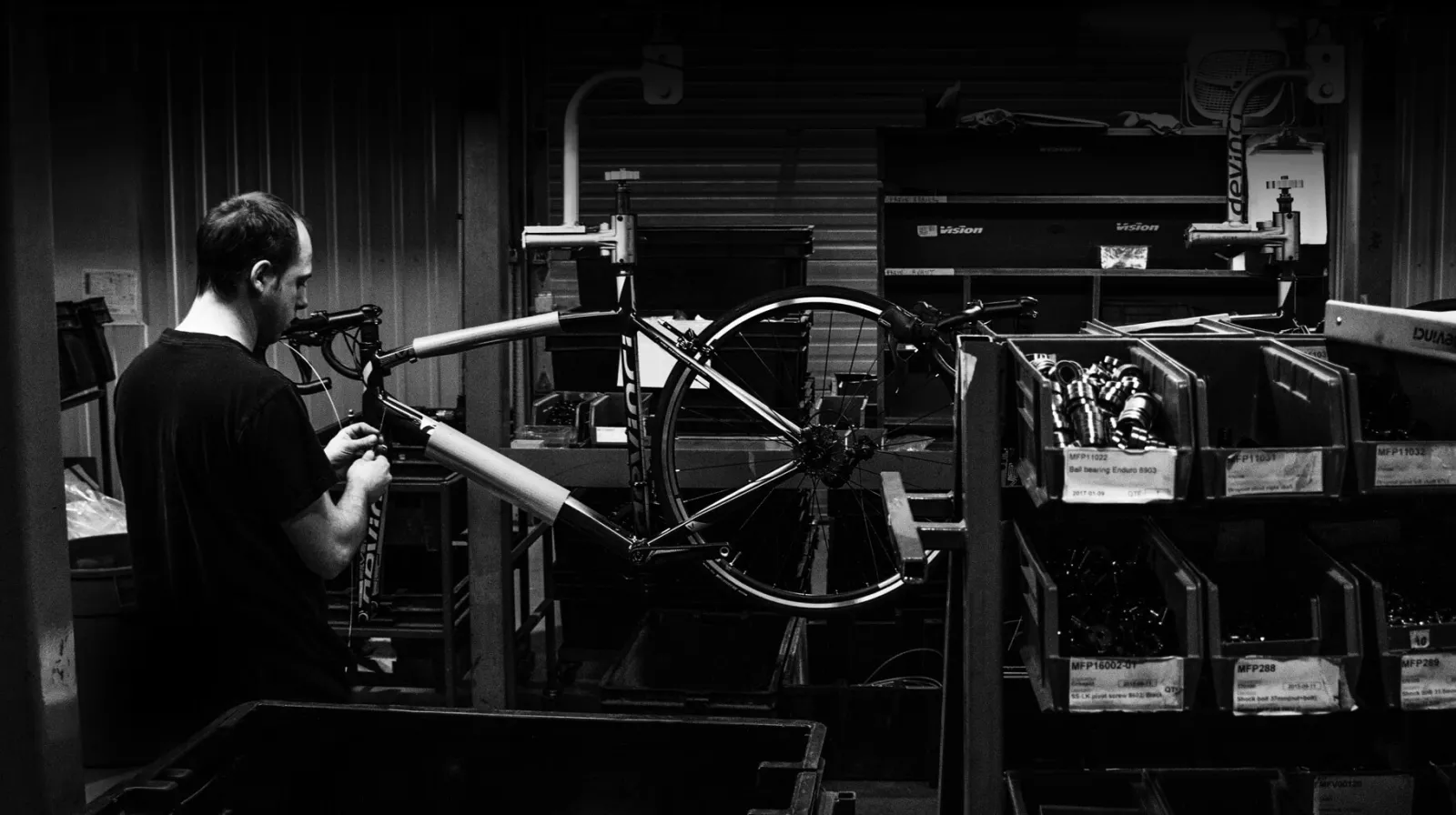 person building bike