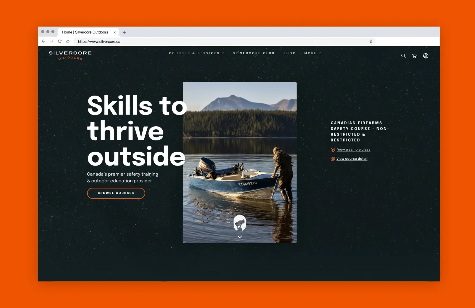 A Silvercore homepage desktop mockup