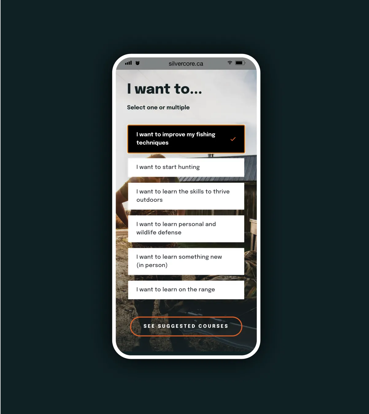 A mobile mockup of the Silvercore website