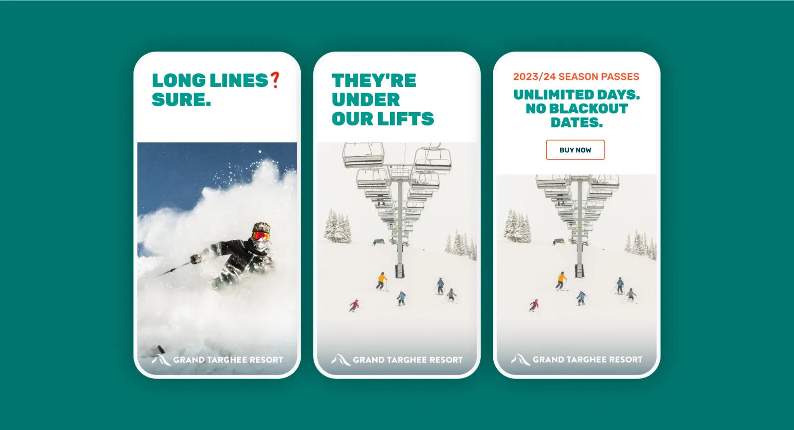 A mockup of three display ads on a phone