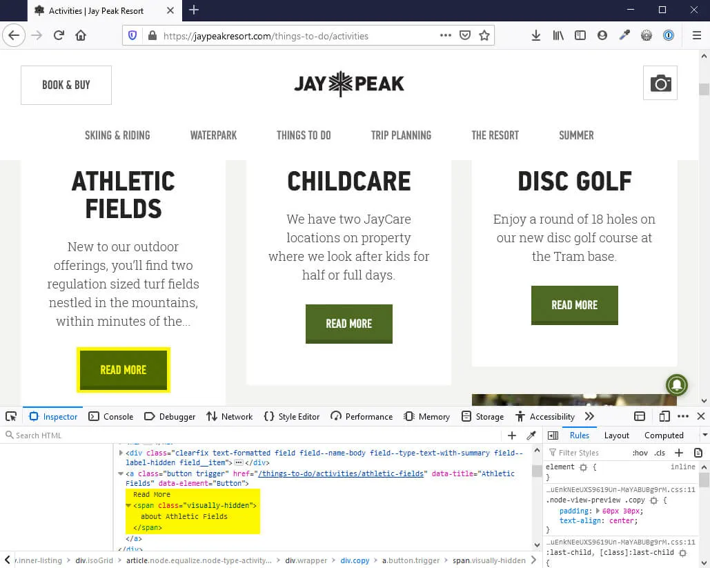 Jaypeak Resort website screenshot