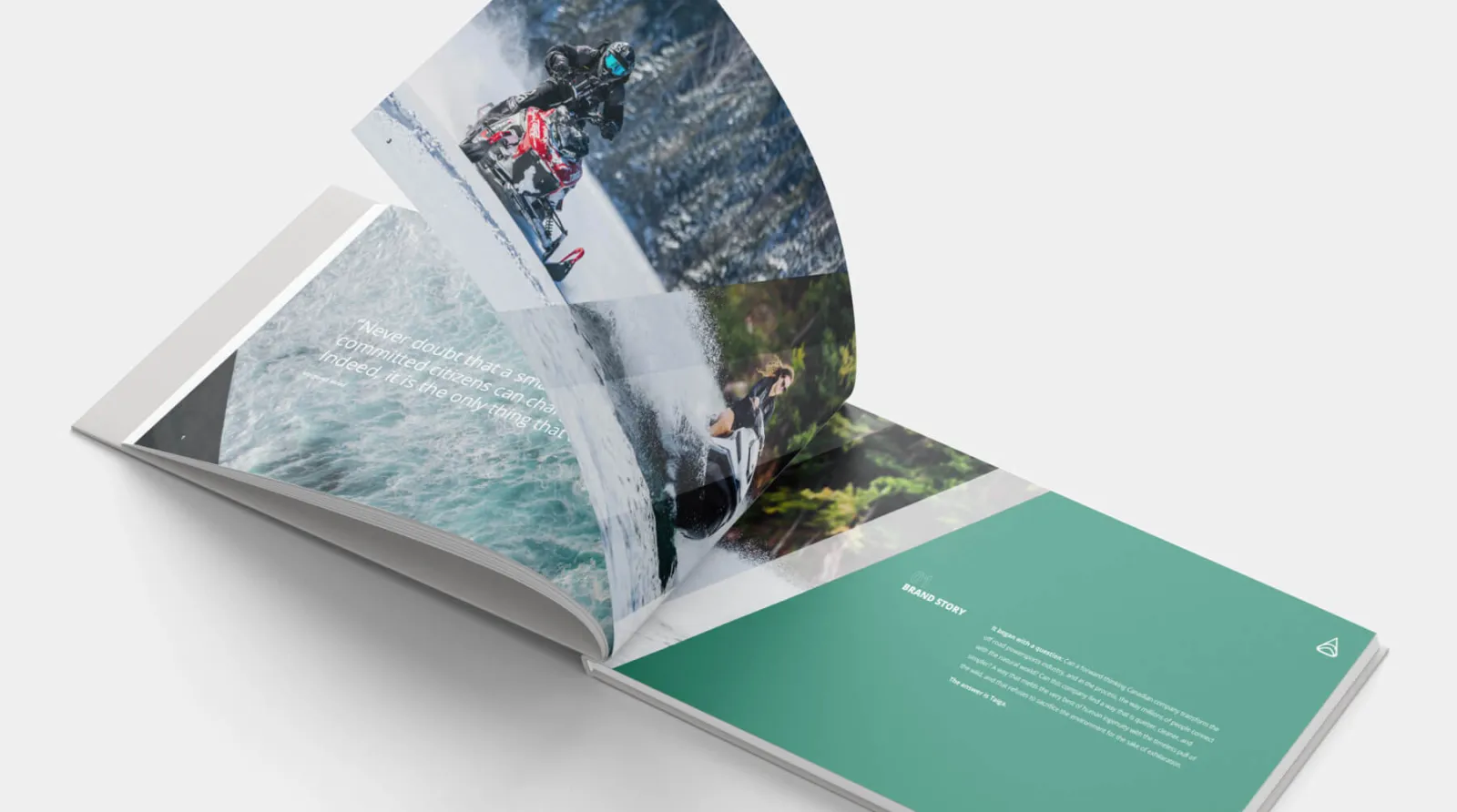 Taiga's brand story articulated in a book