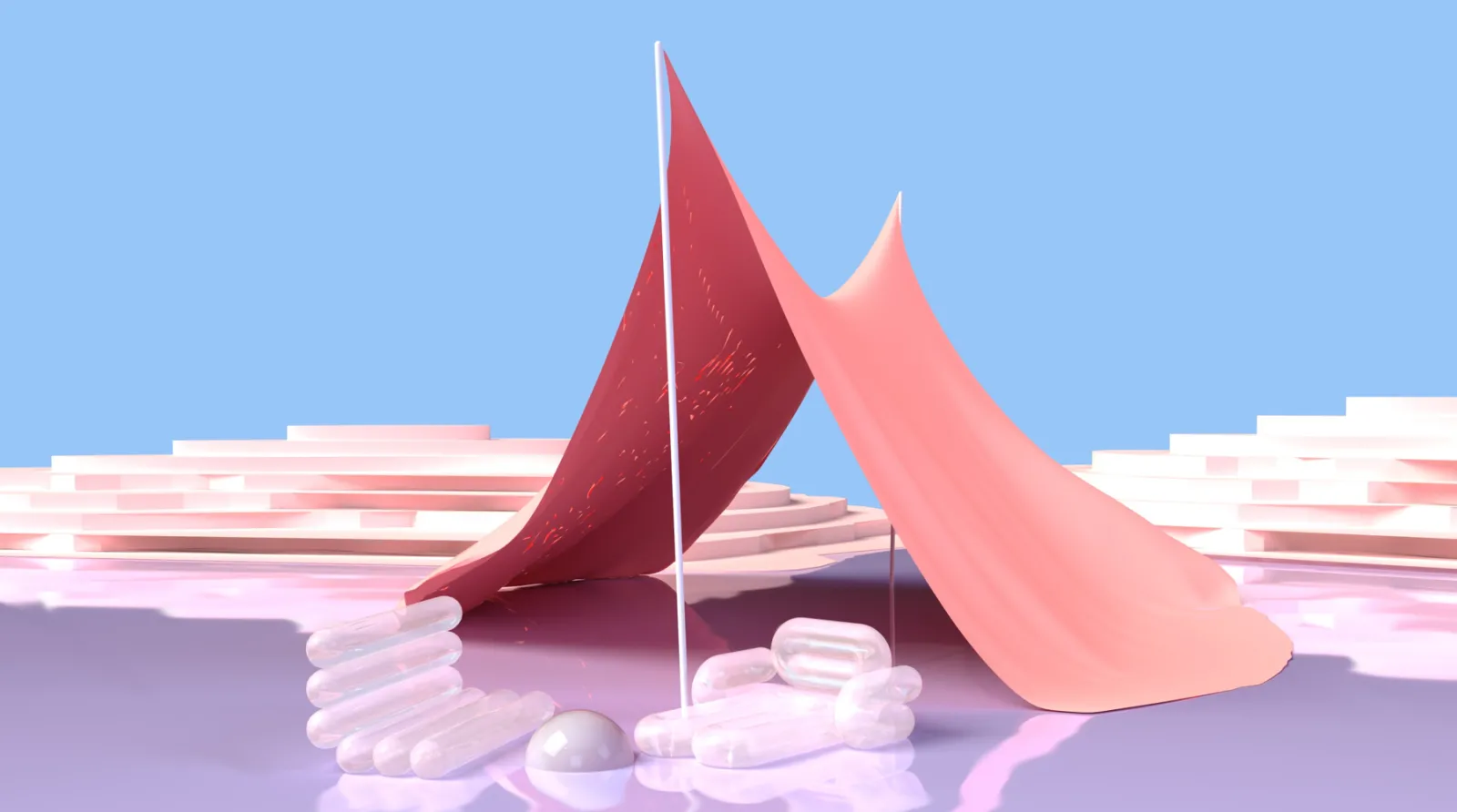 3D digital rendering a tent and glassy environment