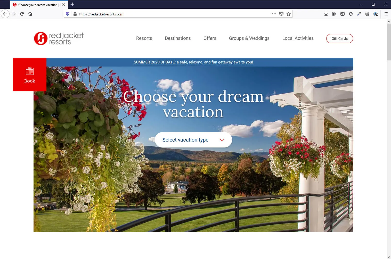 Red Jacket Resorts website sceenshot