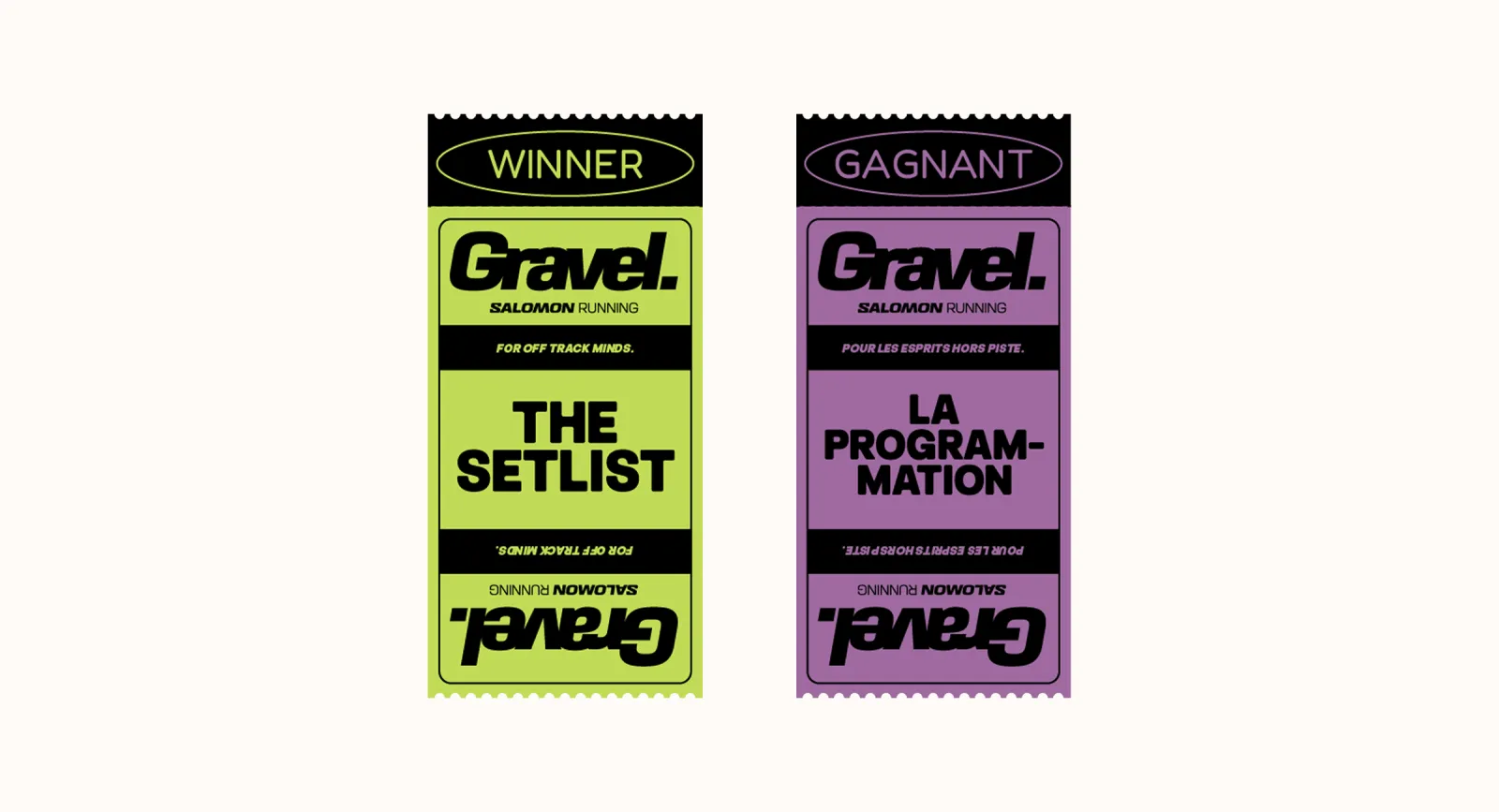 Two colorful award ribbons for Gravel cycling events.