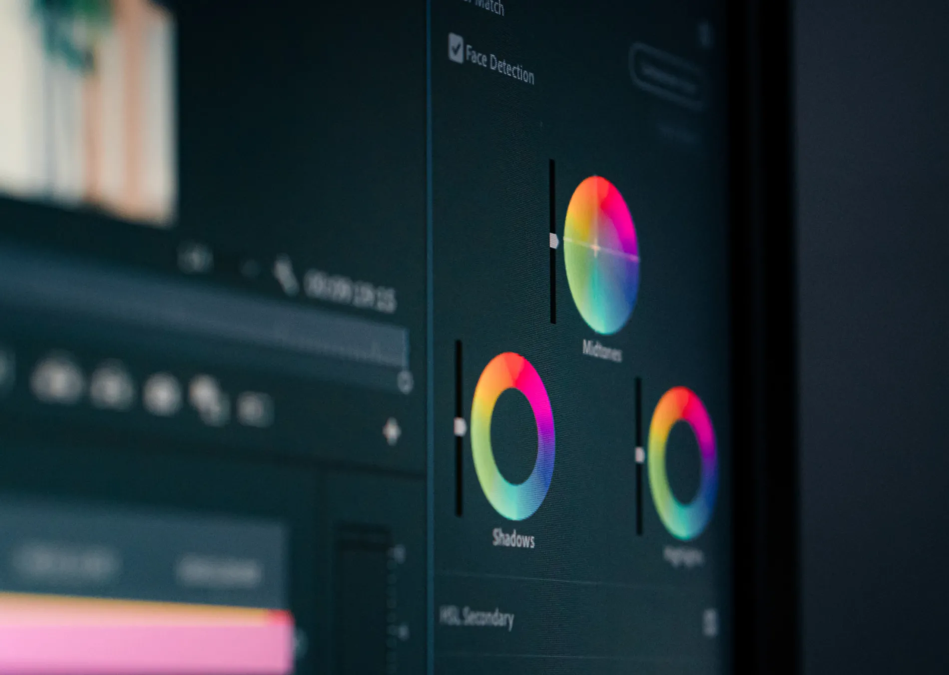 A close up view of video editing software