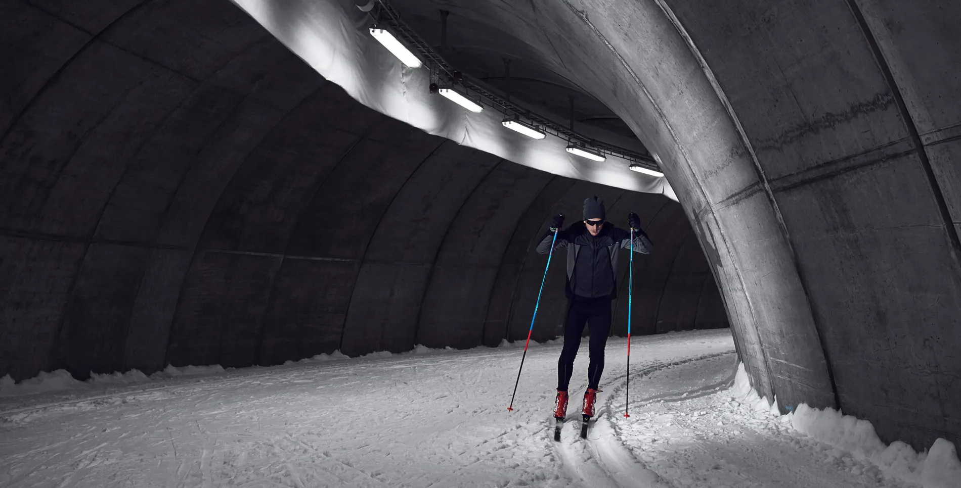 man cross country skiing 