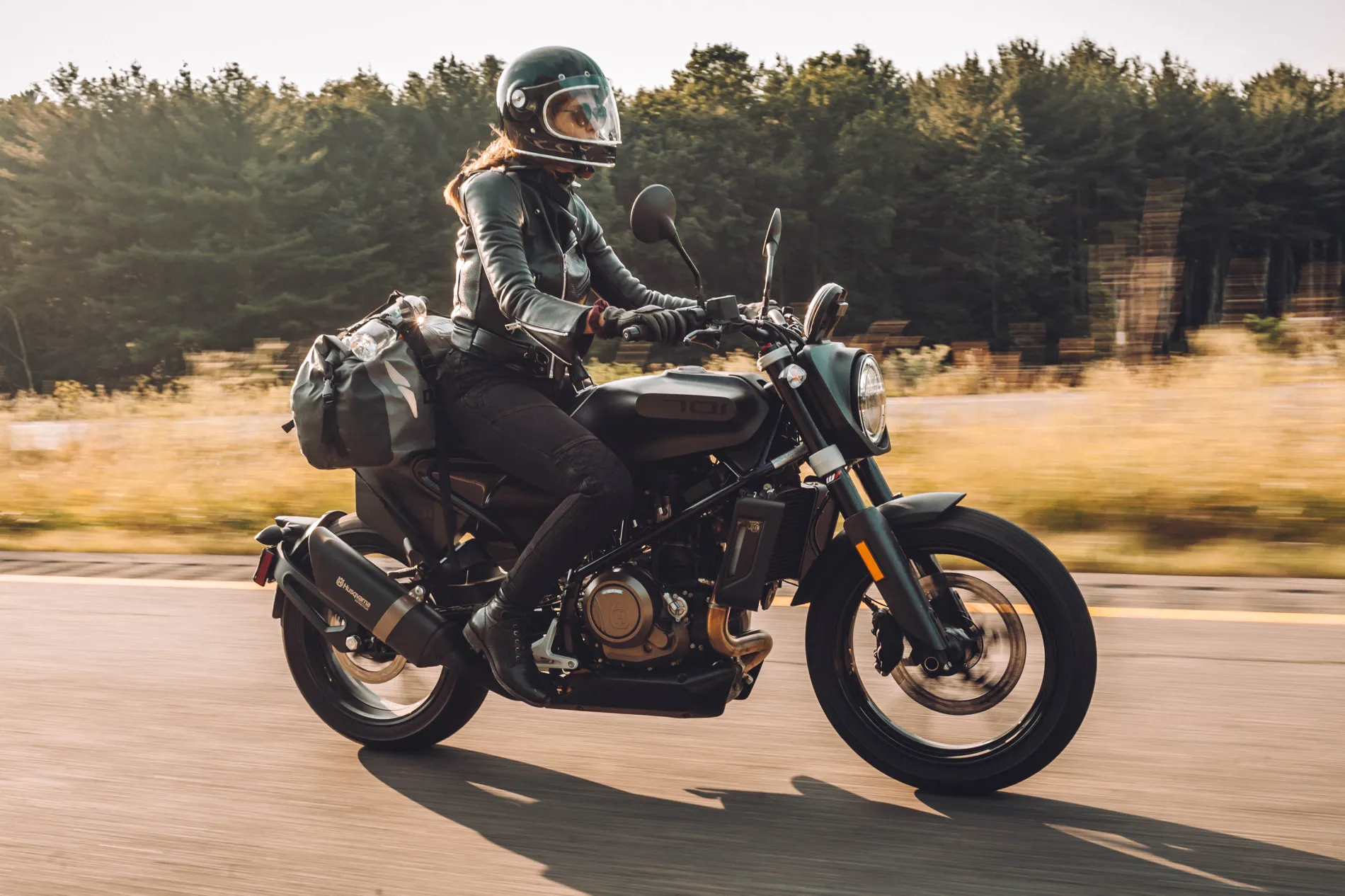 Woman on motor bike