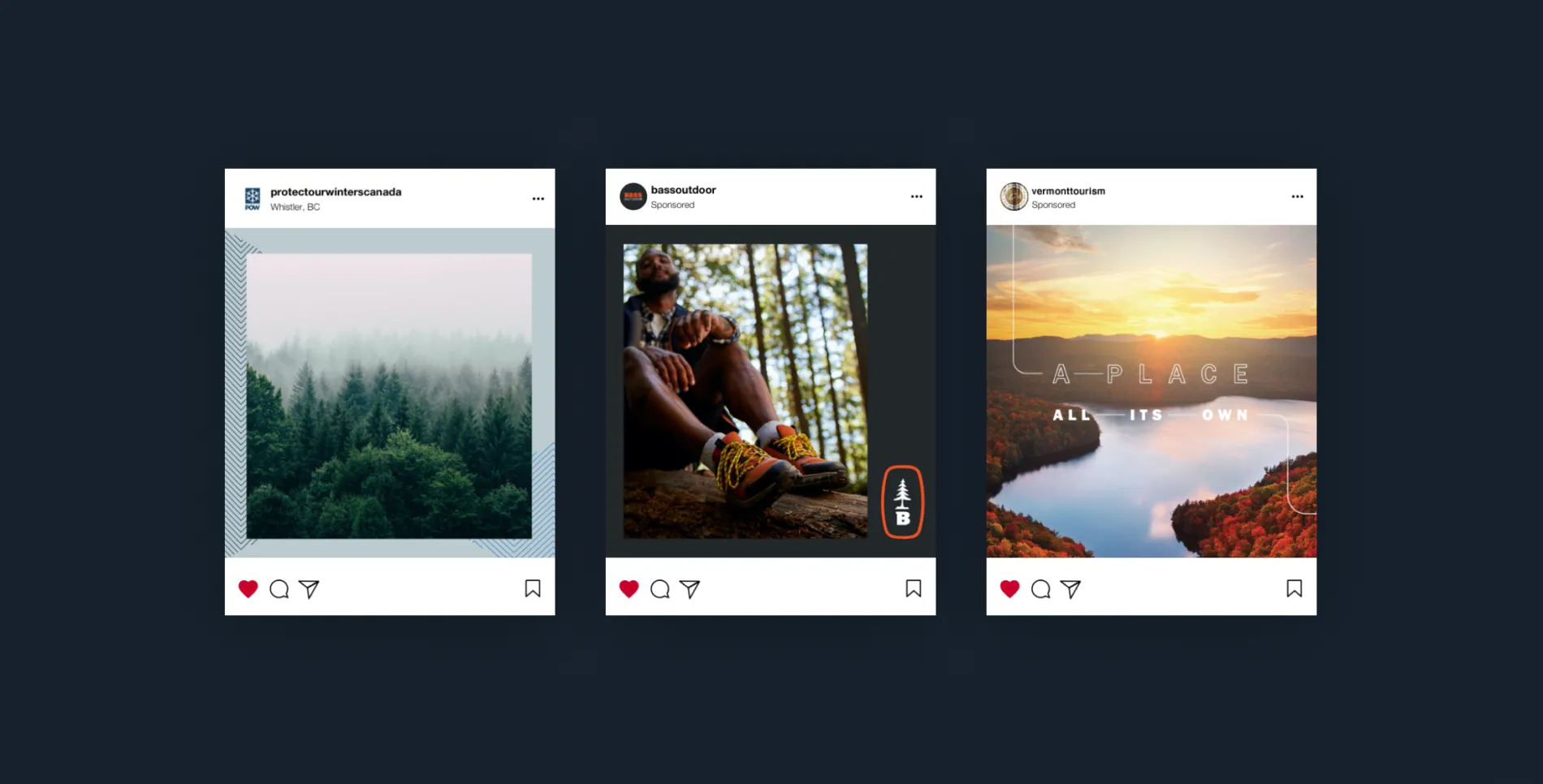 Three in-feed Instagram post mockups