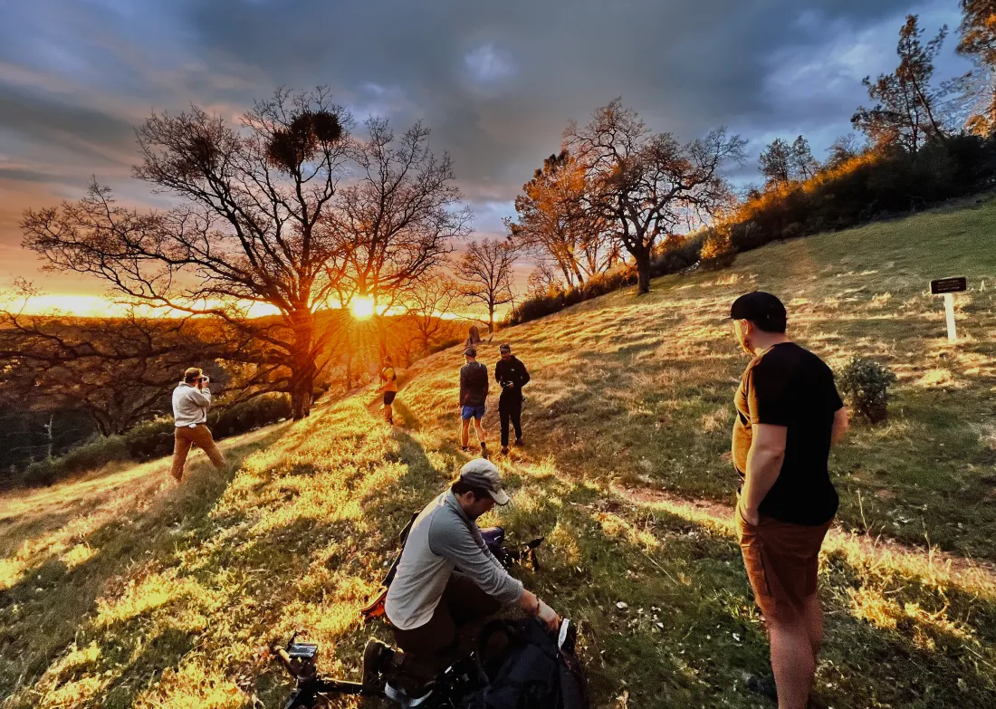 Production team working against the sun